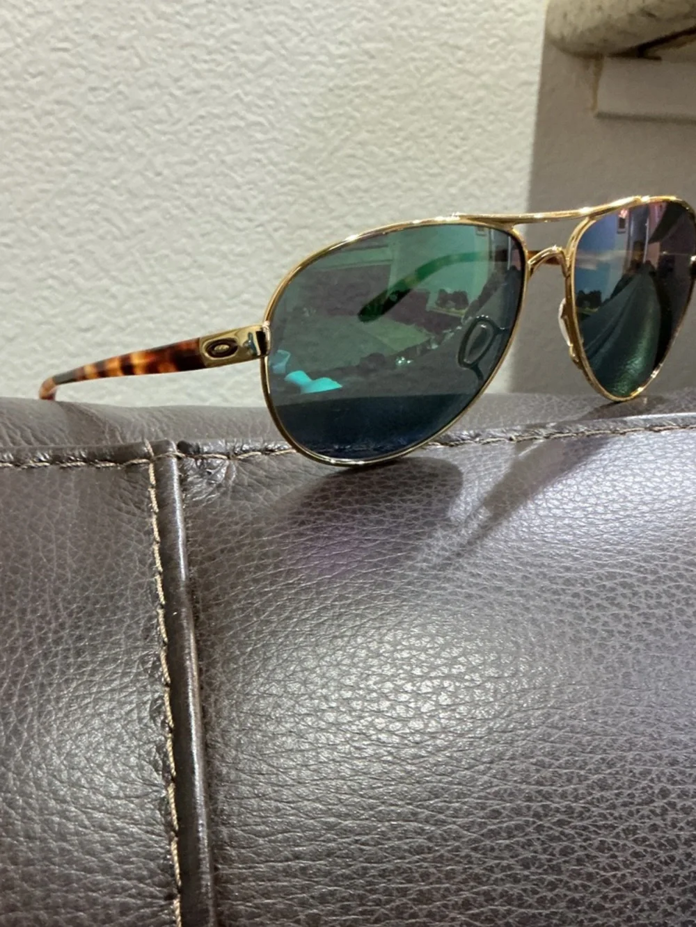 Oakley FALLBROOK OO4079 Gold Aviator Sunglasses with Green Mirrored Lenses